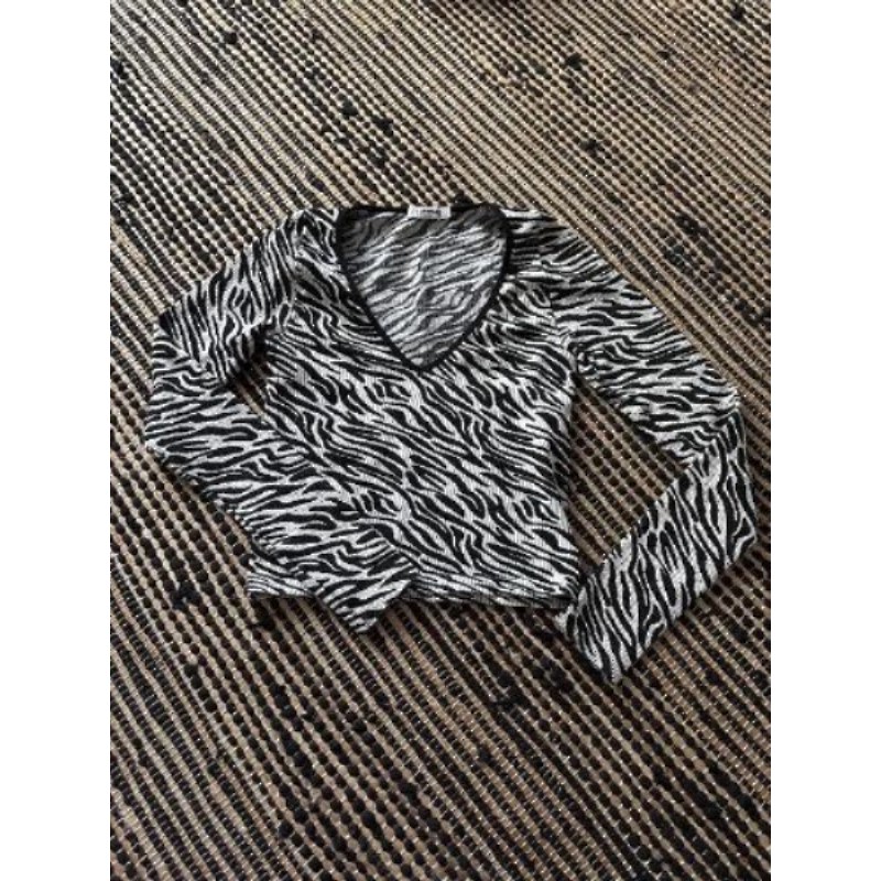 Ou à manches longues, zébré, noir et blanc, stradivarius, TS