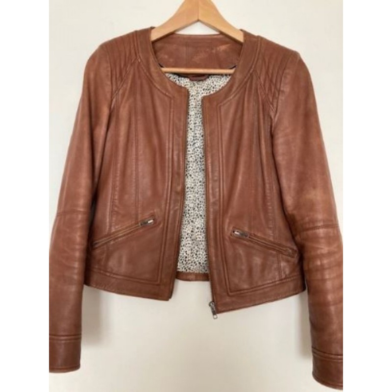 blouson cuir Carol marron T 36
