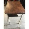 Bureau d’écolier ancien avec case de rangement en  bois armatures métalliques  