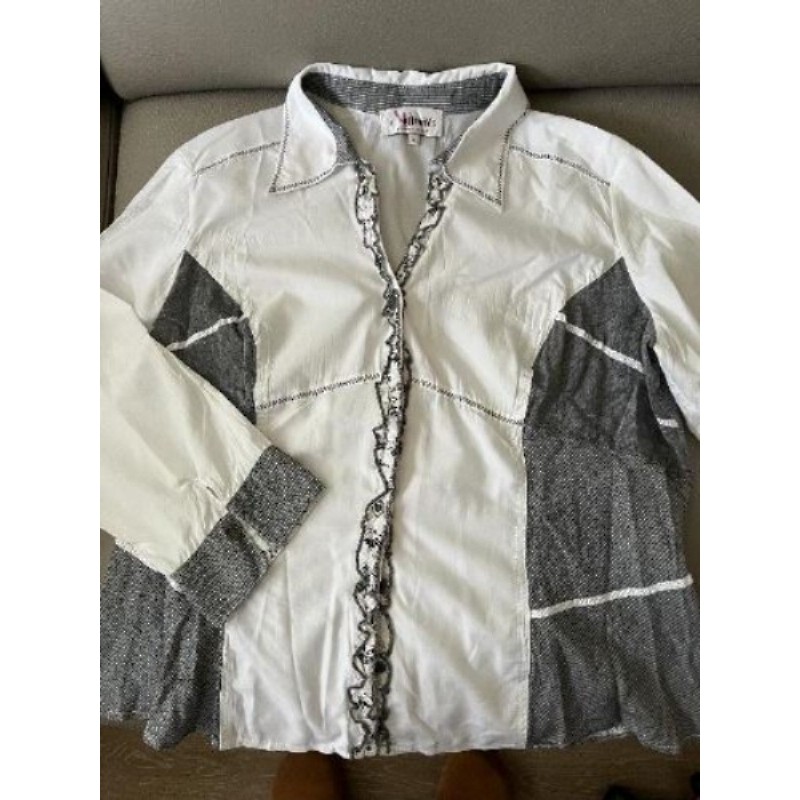 Chemisier, Armand Thierry manches longues blanc  gris T 4