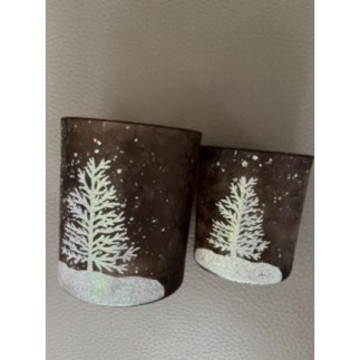 Lot Bougeoirs sapin brun
