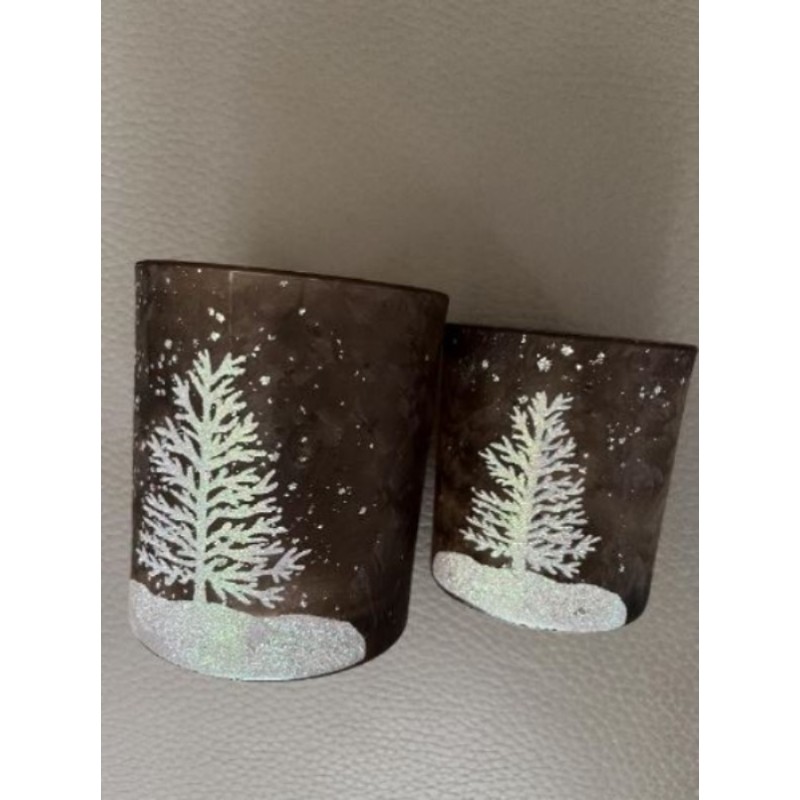 Lot Bougeoirs sapin brun