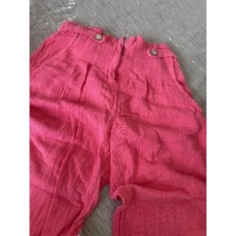 Pantalon femme, gaz de coton fuchsia, taille unique