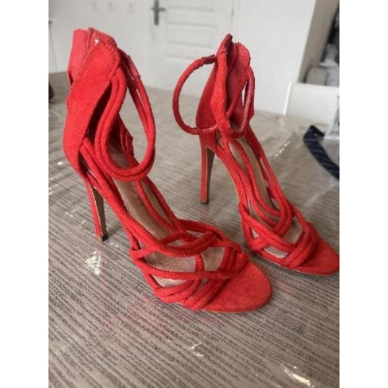 Chaussures à talons en nubuck, rouge, taille 36