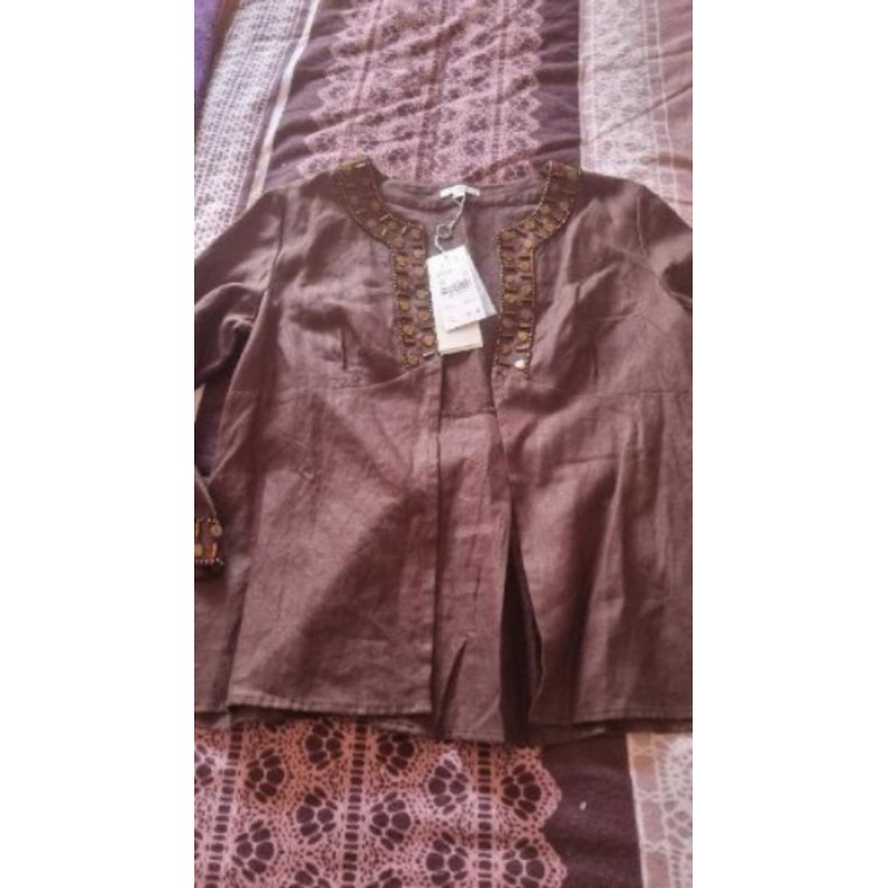 Veste marron et perles 123 T 40