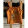 Débardeur fille orange et oiseaux - 4 ans