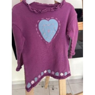 T-shirt mauve à cœur -2 ans