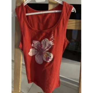 Débardeur rouge fleur -...