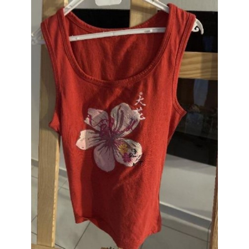 Débardeur rouge fleur - taille XS