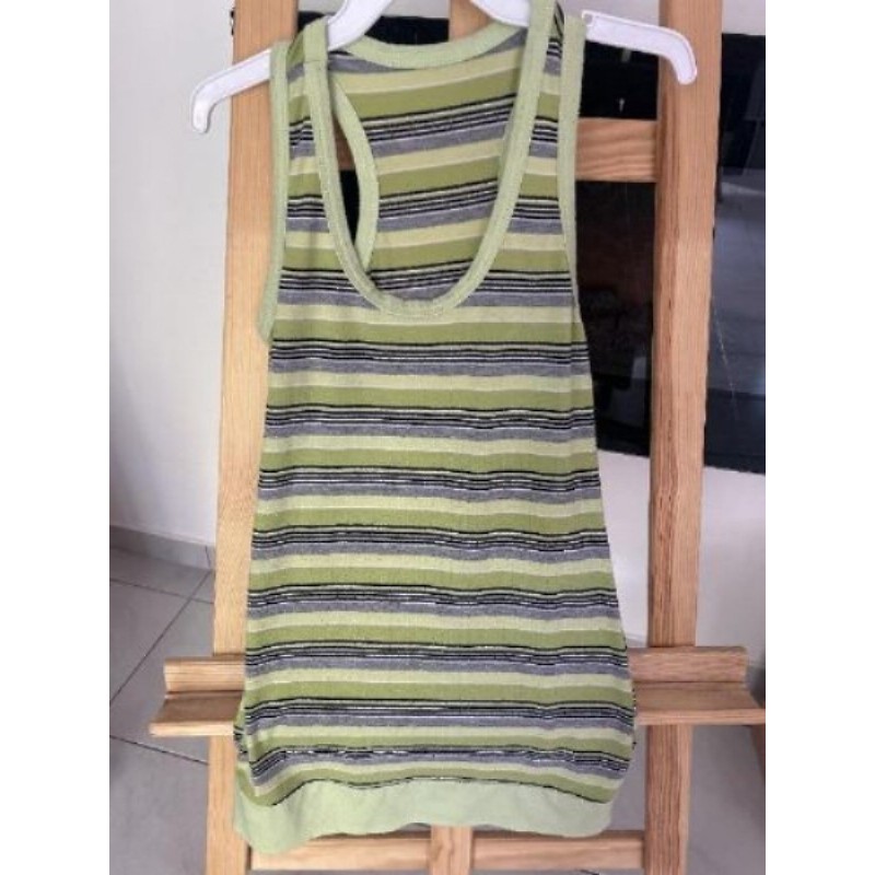 Robe débardeur vert gris à rayures - 12-14 ans