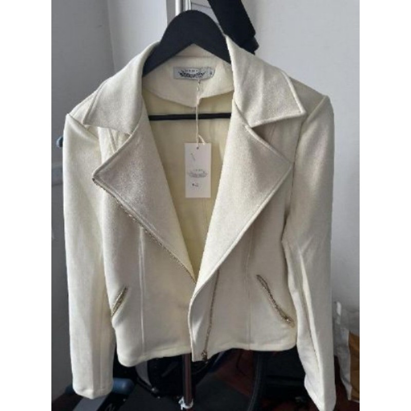 BLOUSON NEUF BLANC STYLE PERFECTO  MARQUE IT HAPPY TAILLE M