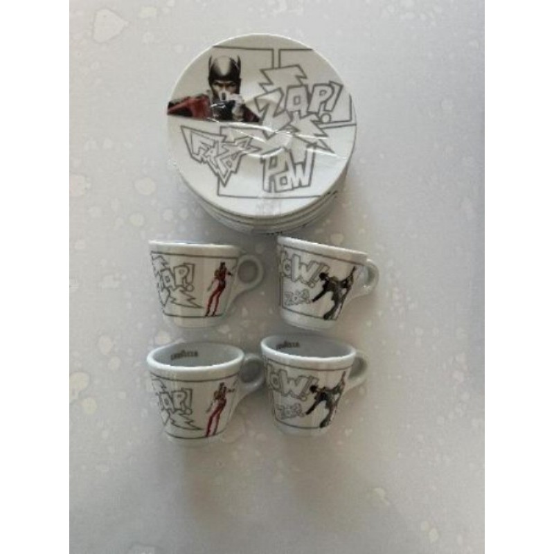 4 TASSES À CAFÉ COLLECTOR BATMAN MARQUE LAVAZZA AVEC 5 SOUS-TASSES