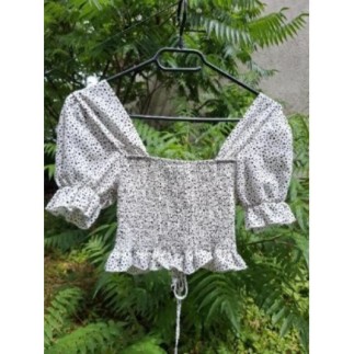 TOP BLANC POIS NOIR S