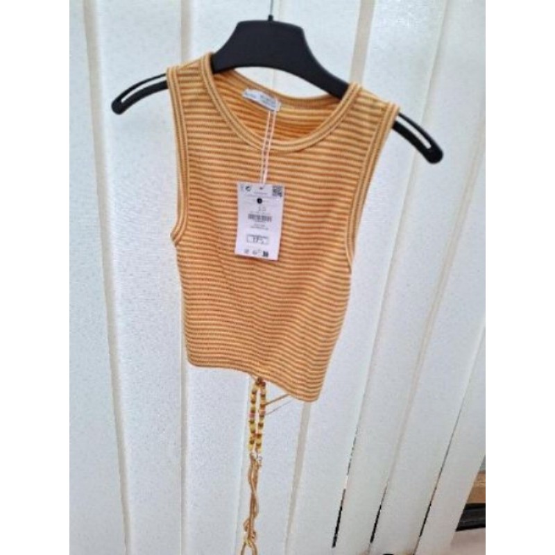 DEBARDEUR RAYE ORANGE NEUF BERSHKA S