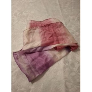FOULARD SOIE BLANC BIOLET ROSE