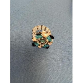 Bague carrée vert blanc noir