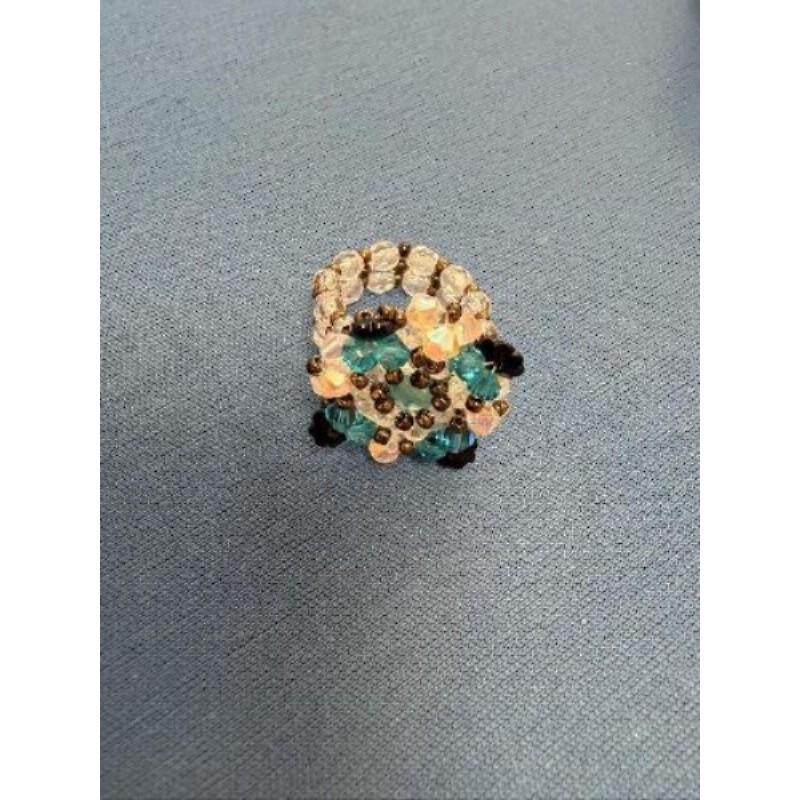 Bague carrée vert blanc noir