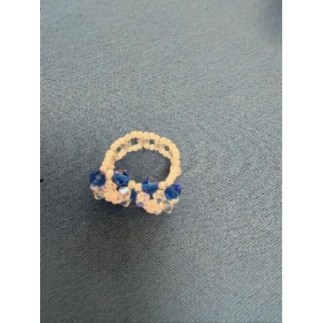 Bague 2 fleurs bleues
