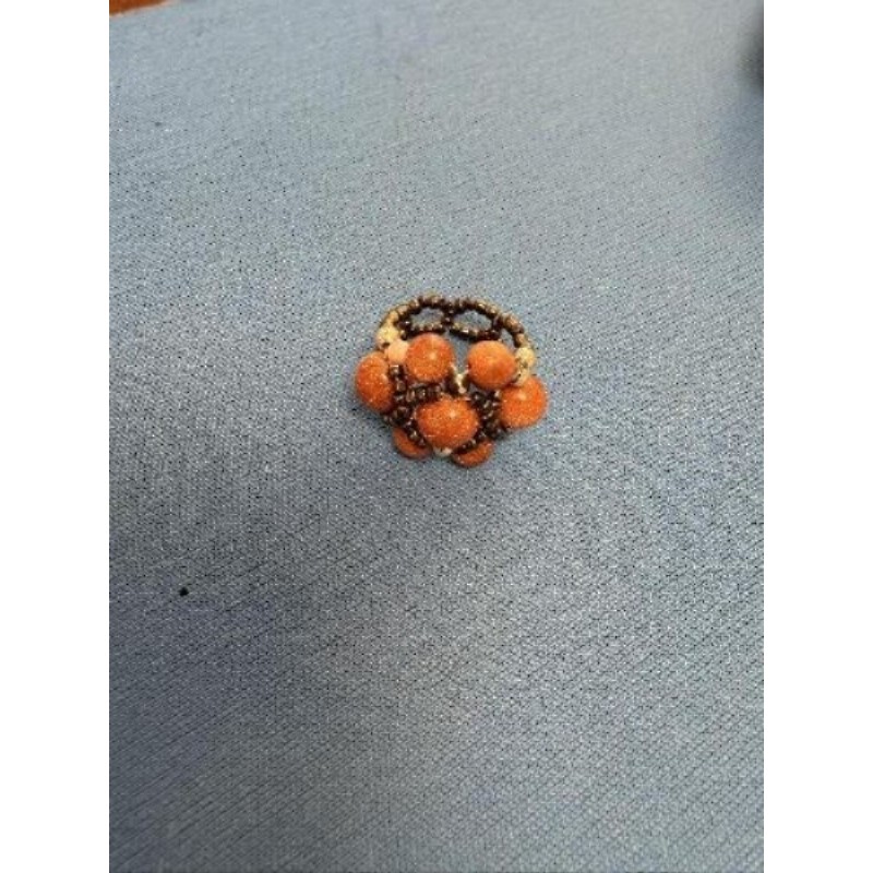 Bague perles de sable marron 