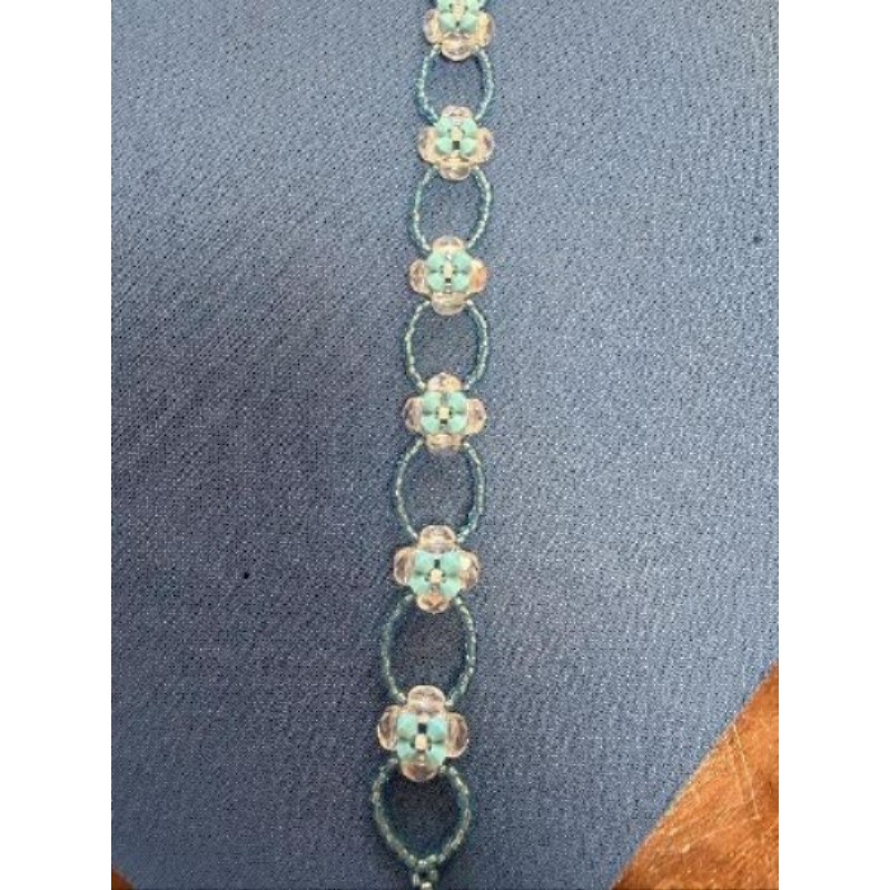Bracelet fleurs turquoises