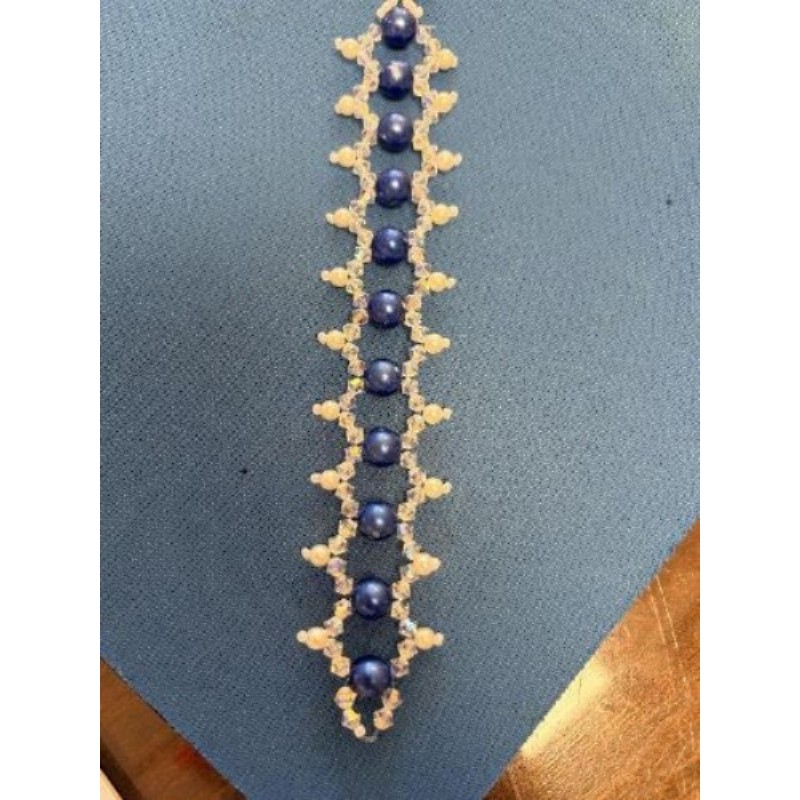 Bracelet losanges / perles bleues 