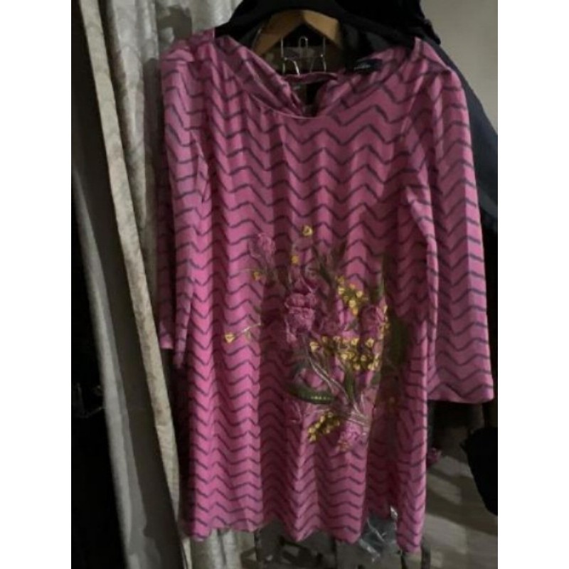 ROBE ROSE MANCHES LONGUES FANTAISIE TAILLE 40  