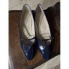 BABIES : CHAUSSURES PLATES CUIR BLEU TAILLE 38