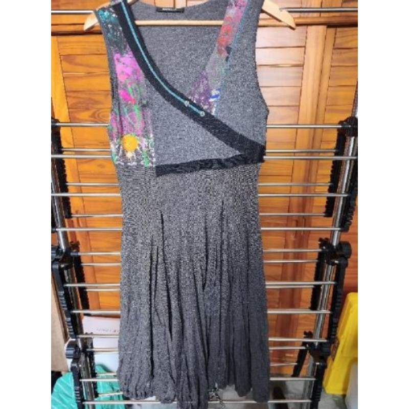 Robe taille 42 viscose et polyester gris chiné GARELLA