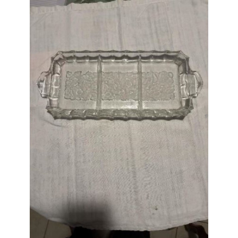 Plateau en verre blanc 3 compartiments