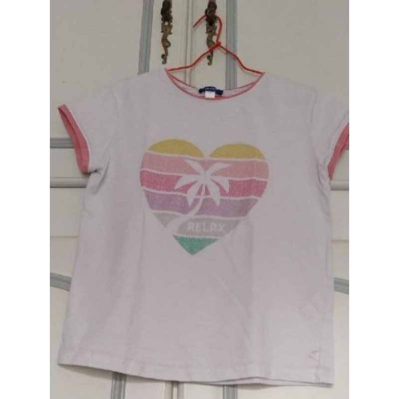 Tee-shirt fille Okaidi blanc 10 ans