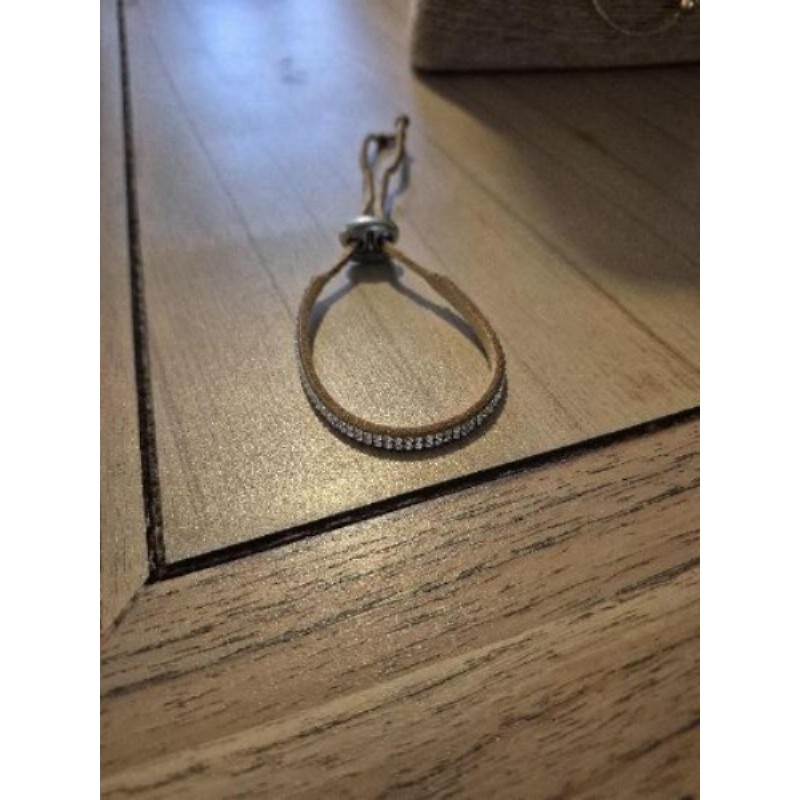 Bracelet cuir et strass beige