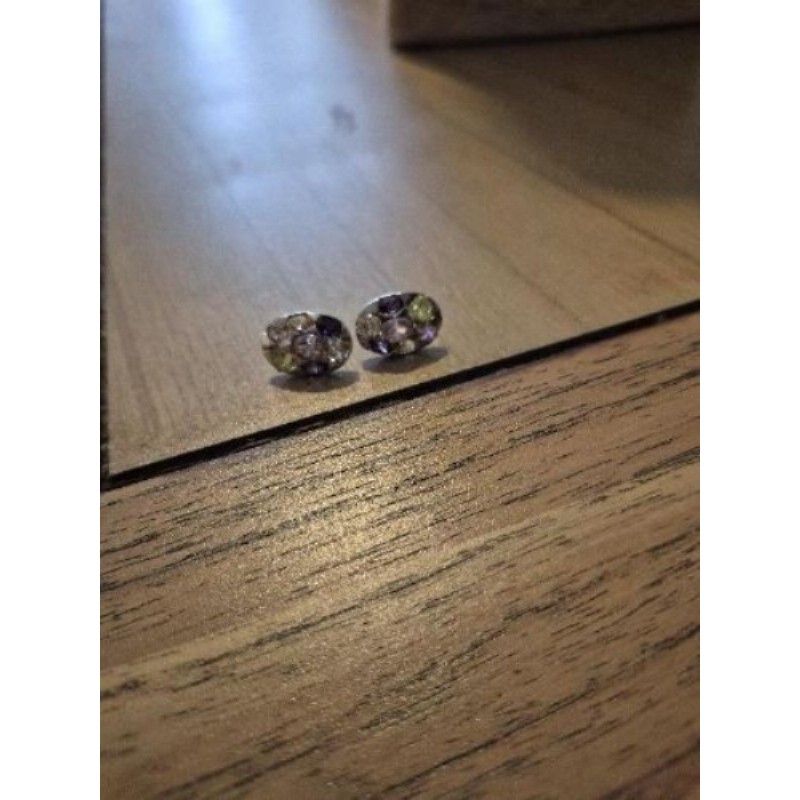 Boucles d'oreilles en argent certies de pierres 