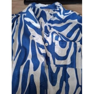 CHEMISIER BLANC ZEBRE BLEU...