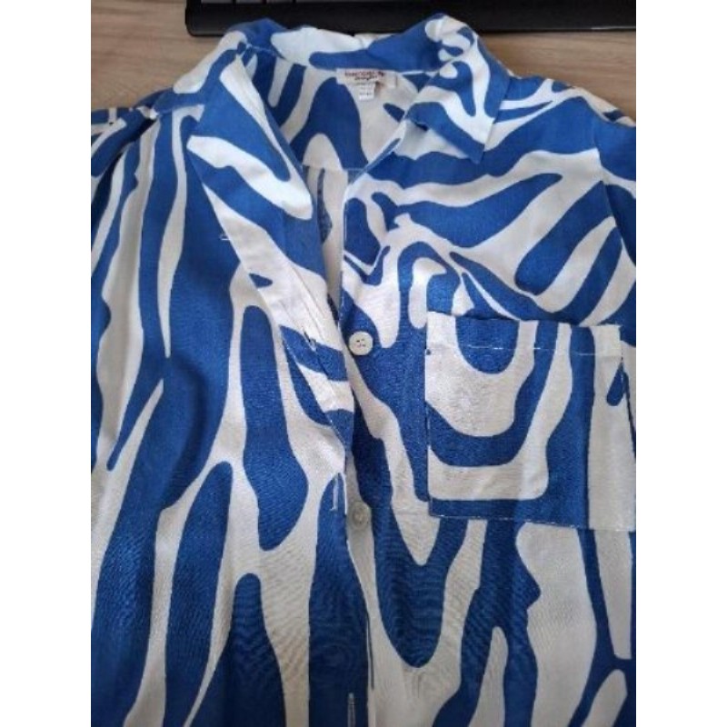 CHEMISIER BLANC ZEBRE BLEU JENNYFER XS