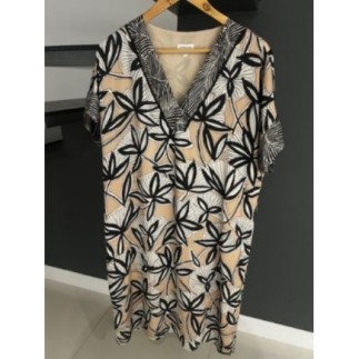 Robe marron à fleurs -...