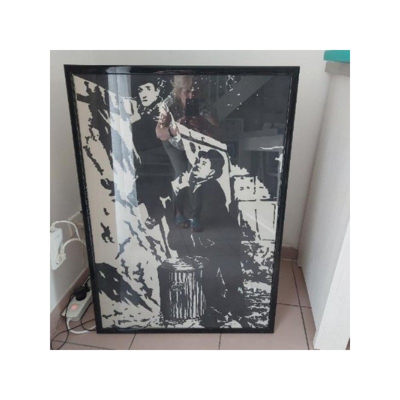 Tableau noir et blanc laurel et hardy