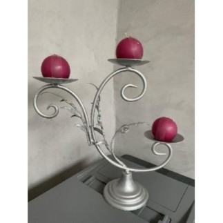 bougeoir argent + 3 bougies...
