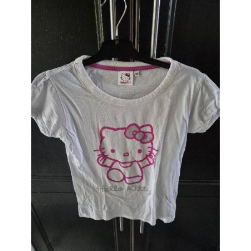 T-shirt F Hello Kitty 12a blanc