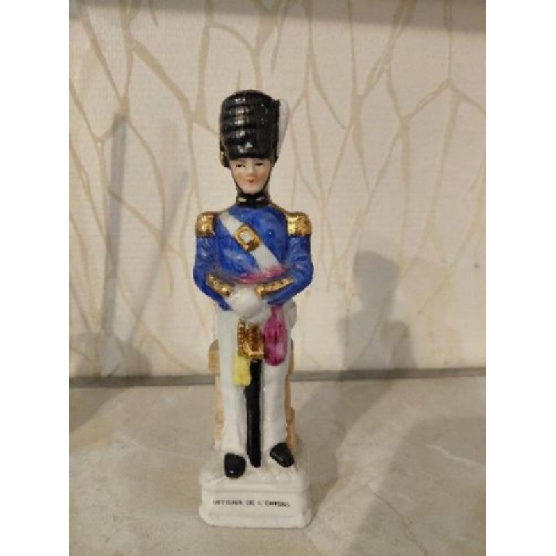 Figurine porcelaine d'officier de l'Empire Soldat - Uniforme bleu peint main