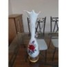 Vase en opaline blanche style Murano - Décor roses rouges peint