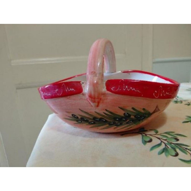 Corbeille à pain/fruits en céramique artisanale peinte