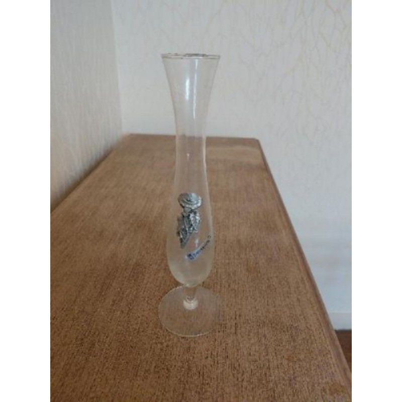 Vase soliflore en verre avec étain véritable