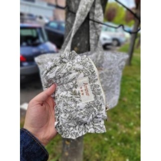 Sac à main en tissus kaki et blanc 