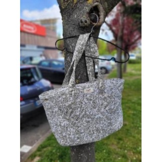 Sac à main en tissus kaki et blanc 