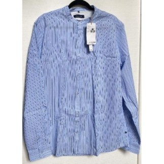 Chemise BONOBO Col Officier Rayé Bleue, Homme XL, Neuf avec étiquette