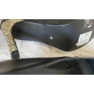 Escarpins en cuir noire doré, LA REDOUTE, pointure 39