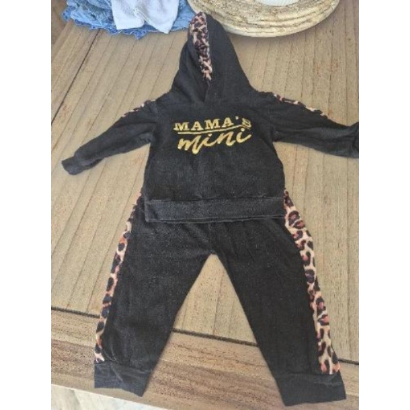 Ensemble fille 9-12 mois noir et léopard