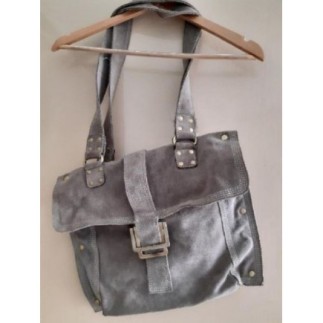 Sac cuir daim gris grosse...
