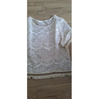 Tee-shirt ajouré beige...