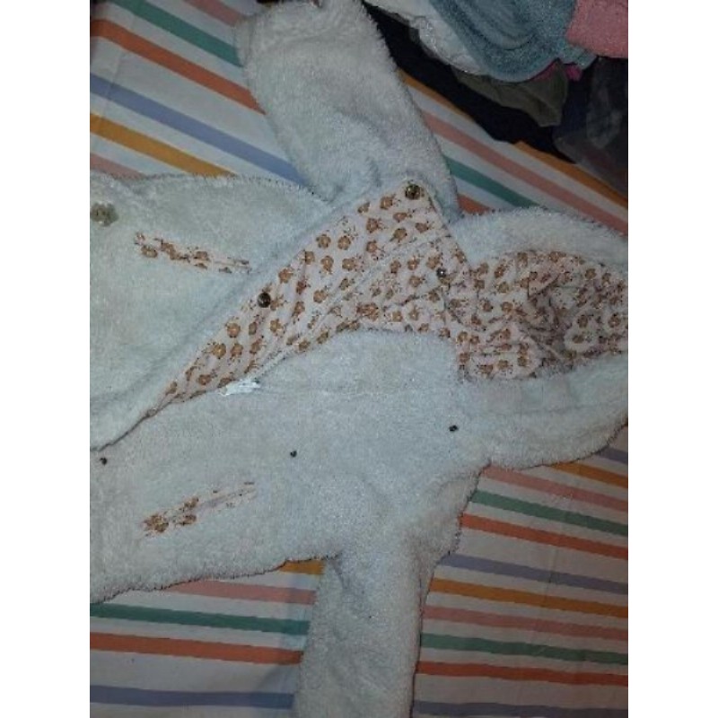 Manteau réversible blanc moumoute et rose poudré fleuri SERGENT MAJOR 18mois 80cm